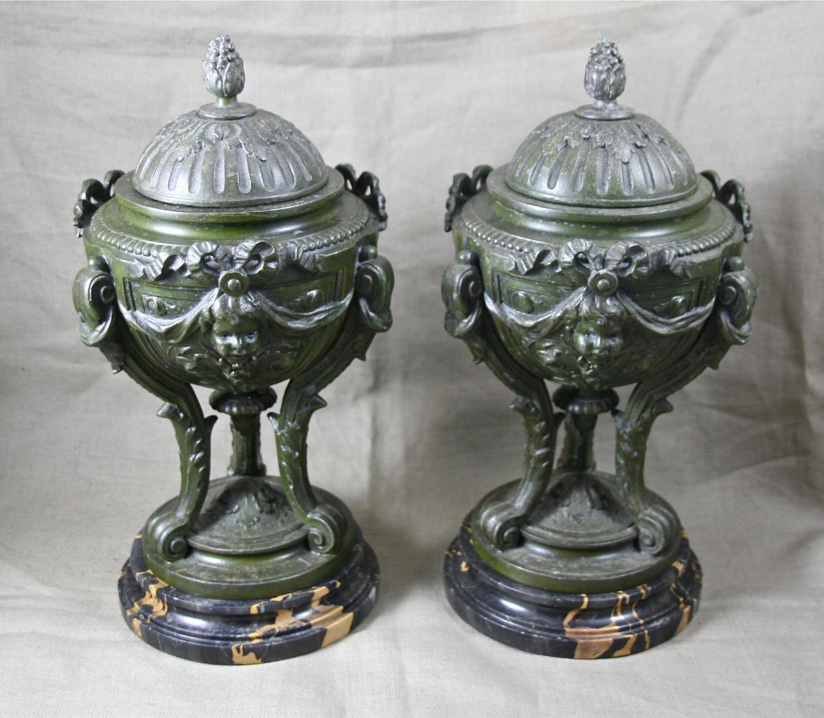 Paire d'urnes cassolettes XIXème -photo-3