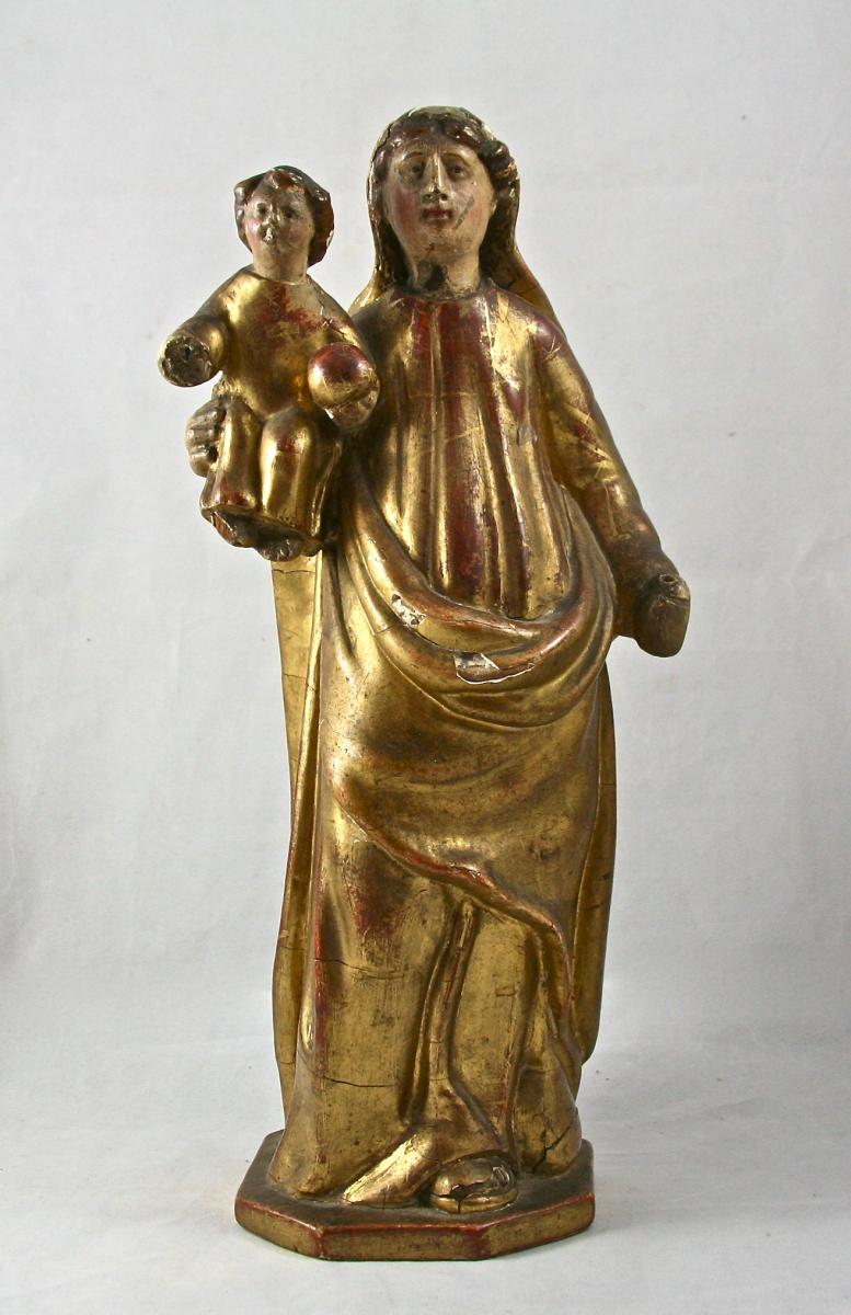 Vierge à l'enfant XVIIIème en bois doré