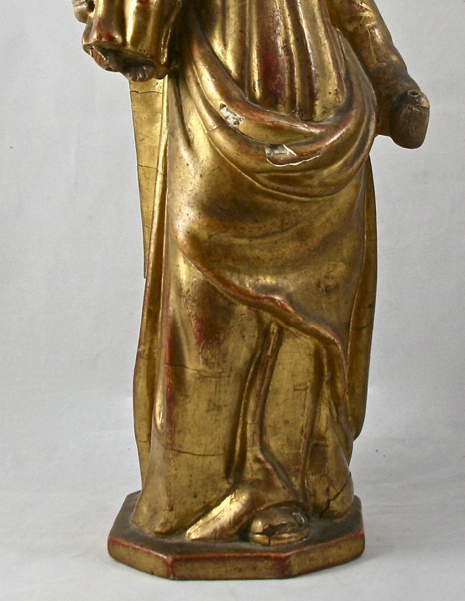 Vierge à l'enfant XVIIIème en bois doré-photo-3
