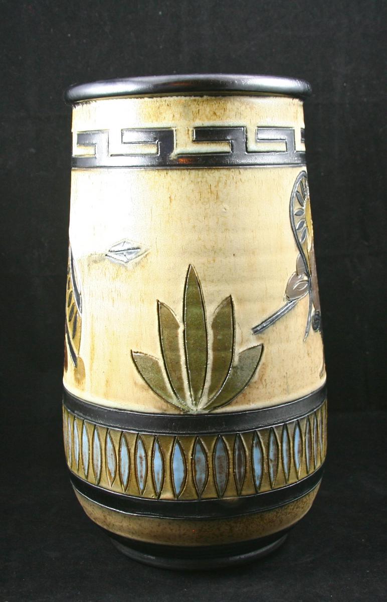 Grand Sandstone Vase By Roger Guerin Art Deco-photo-3