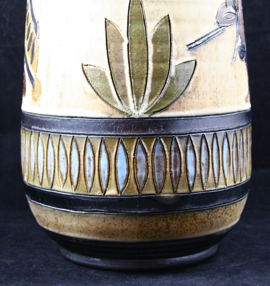 Grand Sandstone Vase By Roger Guerin Art Deco-photo-4