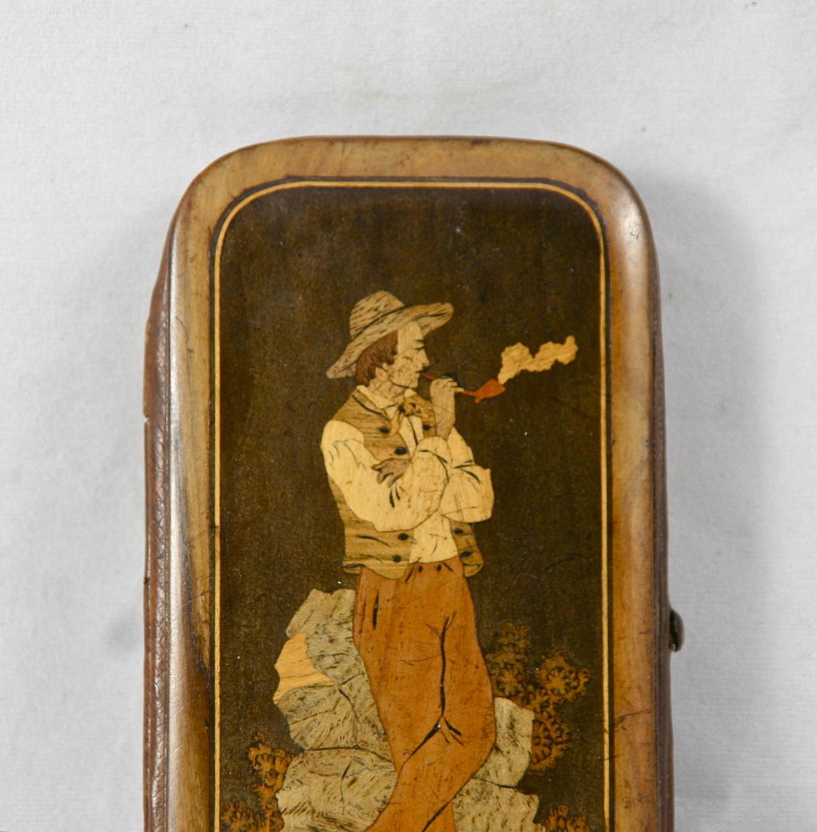 Cigarettes Case Nineteenth Inlaid Wood-photo-2