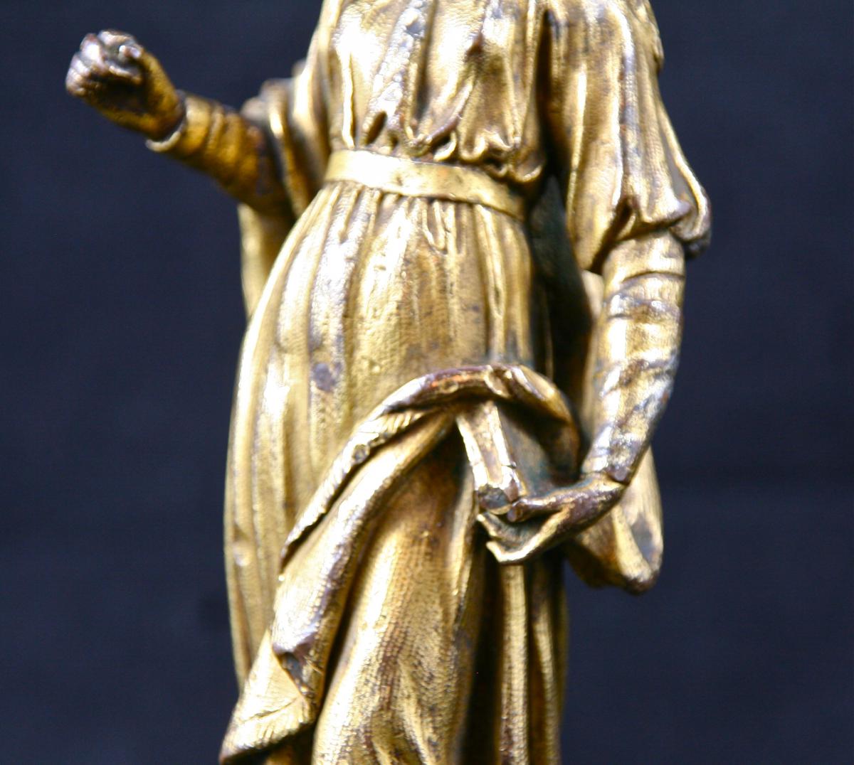 Paire de statuettes en bronze doré d'époque XVIème-photo-1