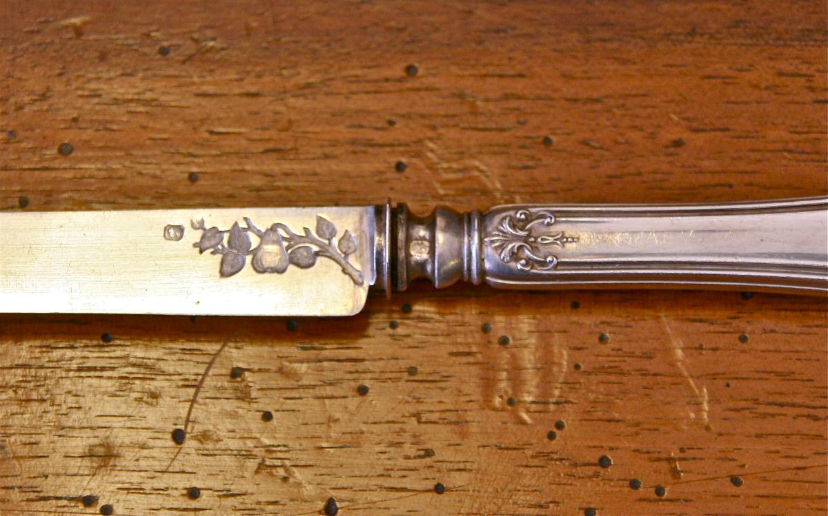 Suite Of Twelve XIXth Silver Fruit Knives-photo-4