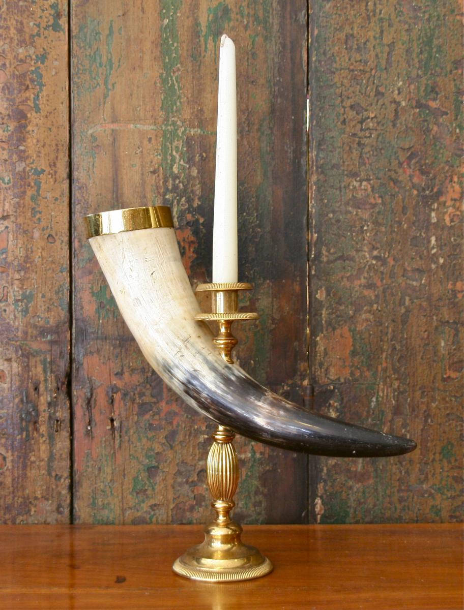 Pair Of Horn Candlesticks XXth-photo-3