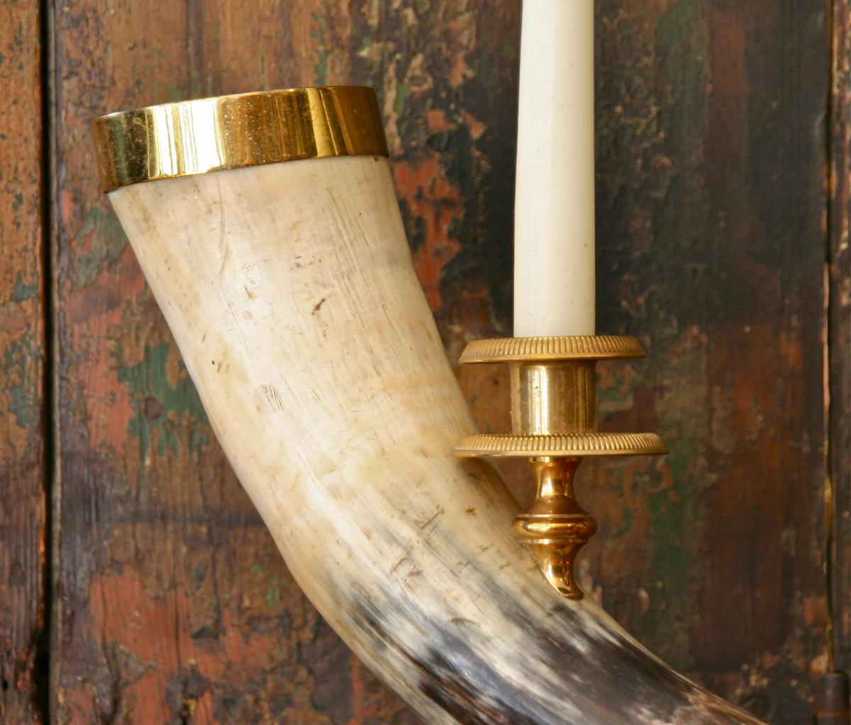 Pair Of Horn Candlesticks XXth-photo-1