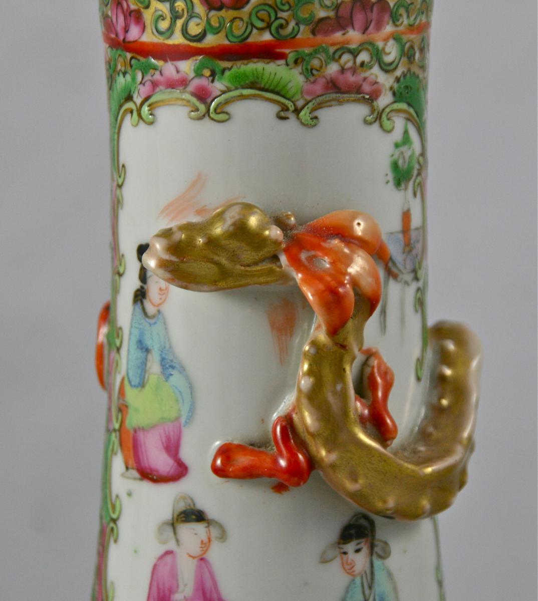 Pair Of Porcelain Vases Canton XIXth Century-photo-6