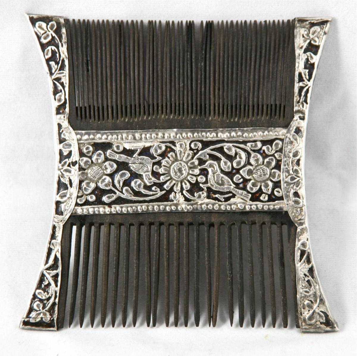 Double Nineteenth Indian Comb In Nickel Silver