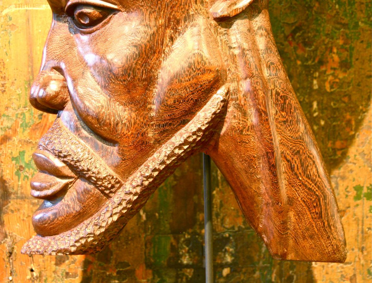 Paire De grands Masques Africains En Palmier Des Années 50 -photo-3
