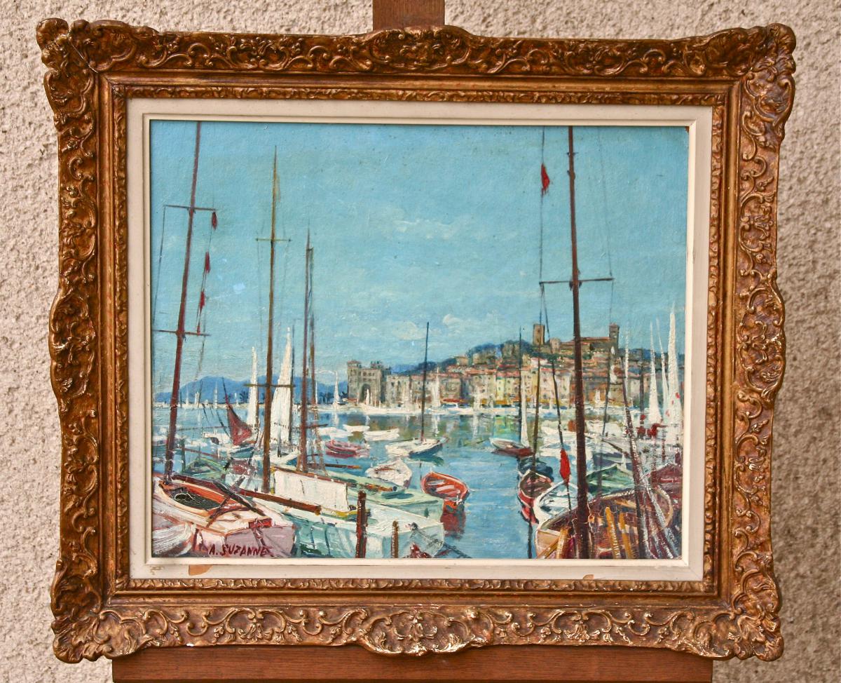 Peinture Du Port d'Antibes Par André Suzanne