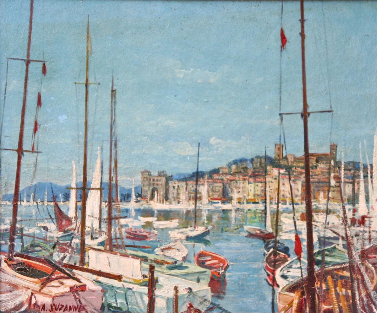 Painting Du Port d'Antibes By André Suzanne-photo-2