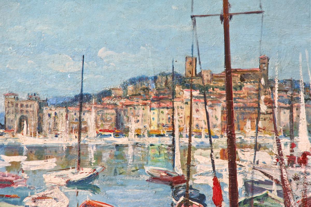 Peinture Du Port d'Antibes Par André Suzanne-photo-2