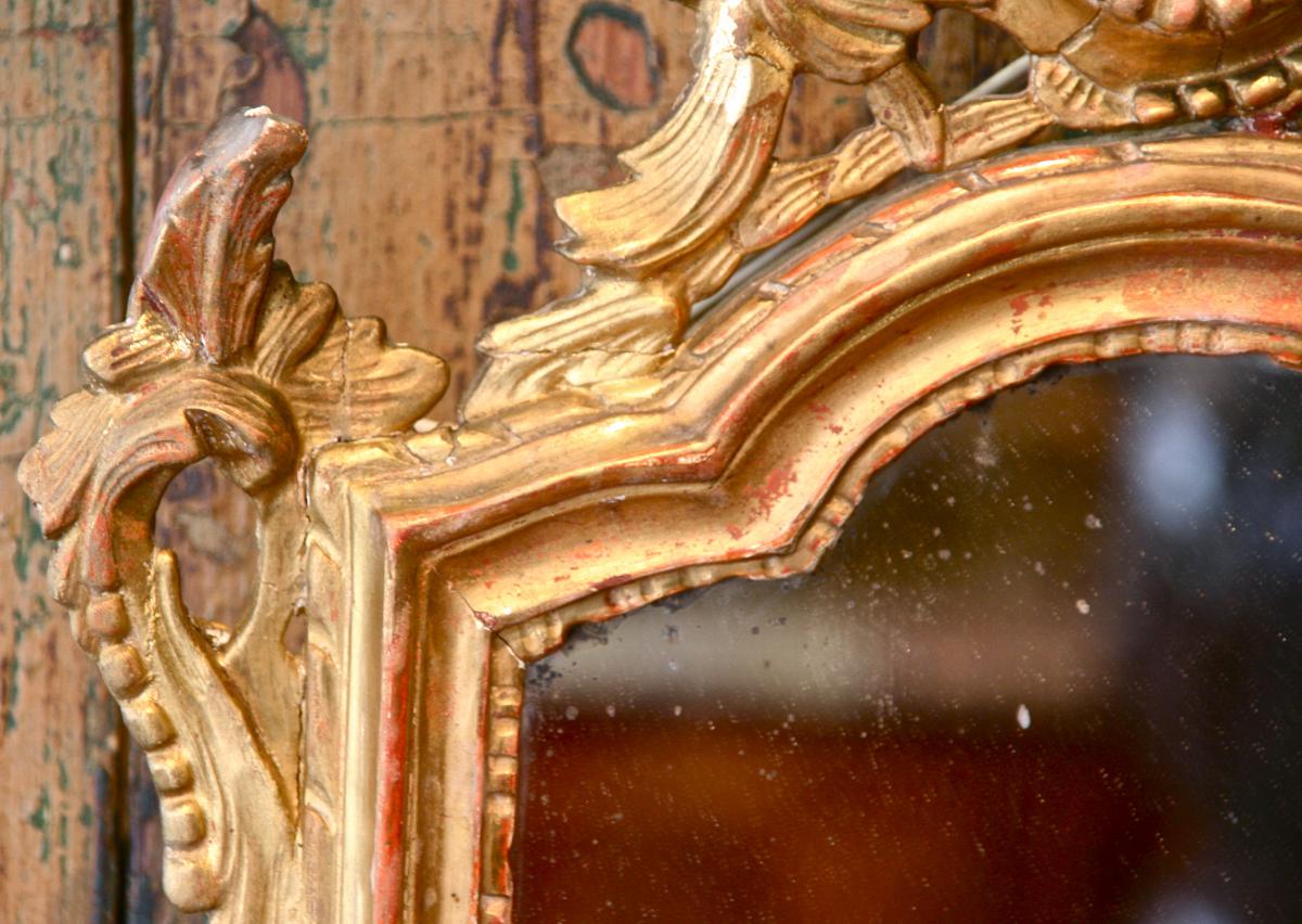 Pair Of 18th Century Gold Mirror With Lights Door-photo-6