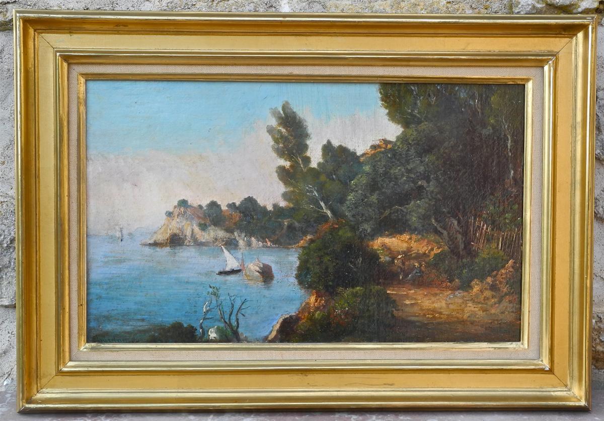 Peinture XIXème "paysage De Bord De Mer" De Félix Jourdan