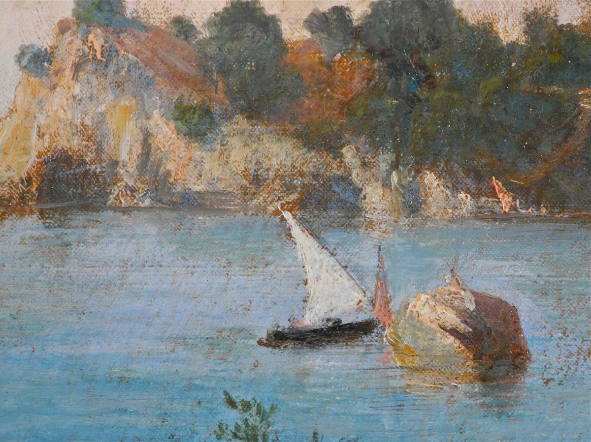 Peinture XIXème "paysage De Bord De Mer" De Félix Jourdan-photo-4