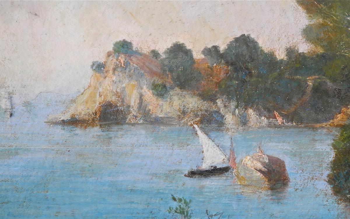 Peinture XIXème "paysage De Bord De Mer" De Félix Jourdan-photo-5