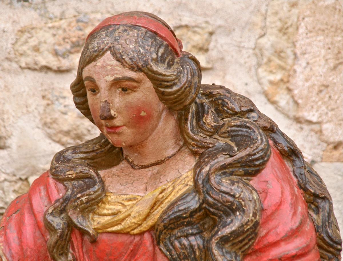 Très Grande Marie-Madeleine En Bois Polychrome d'époque XVIIème-photo-2