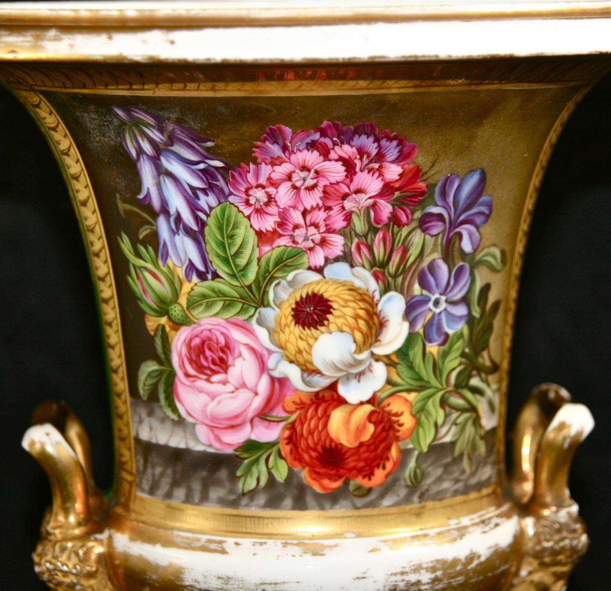 Pair Of Medici Vases Nineteenth Porcelain Paris De Rihouet-photo-3