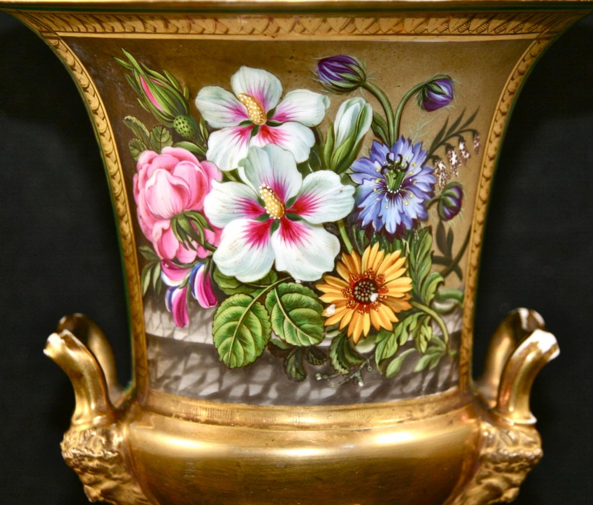 Paire De Vases Médicis XIXème En Porcelaine De Paris De Rihouet-photo-1