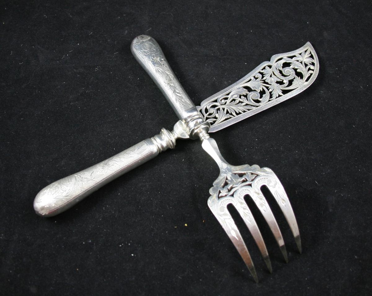 Nineteenth Fish Service Cutlery In Sterling Silver-photo-6