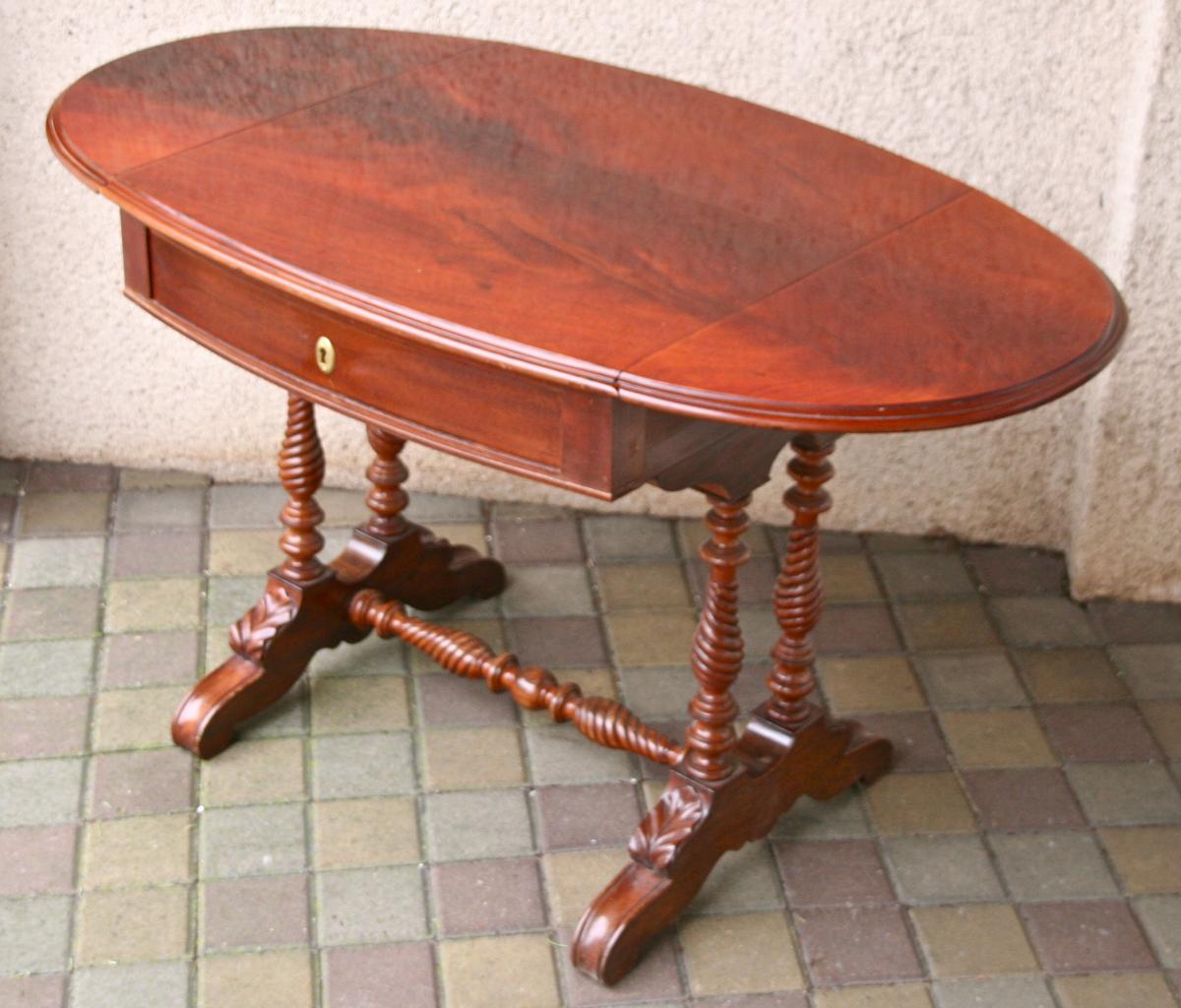 Table Bureau à Volets En Acajou, Anglais XIXème