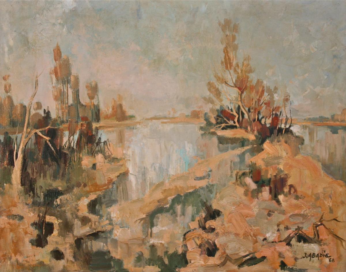 Peinture XXème "la Loire En Automne" De Jean Abadie-photo-2