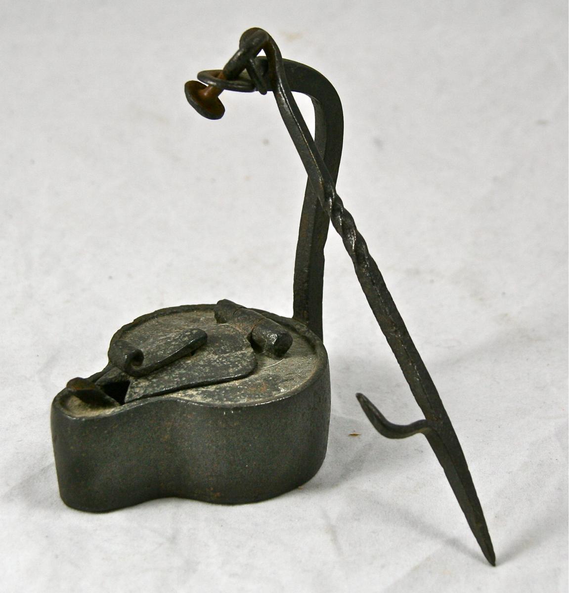 Oil Lamp Eighteenth Wrought Iron