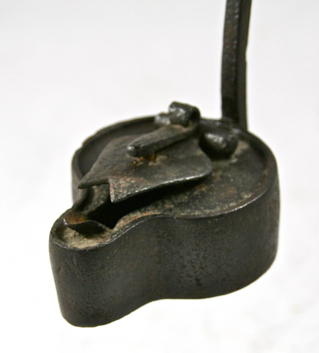 Oil Lamp Eighteenth Wrought Iron-photo-2