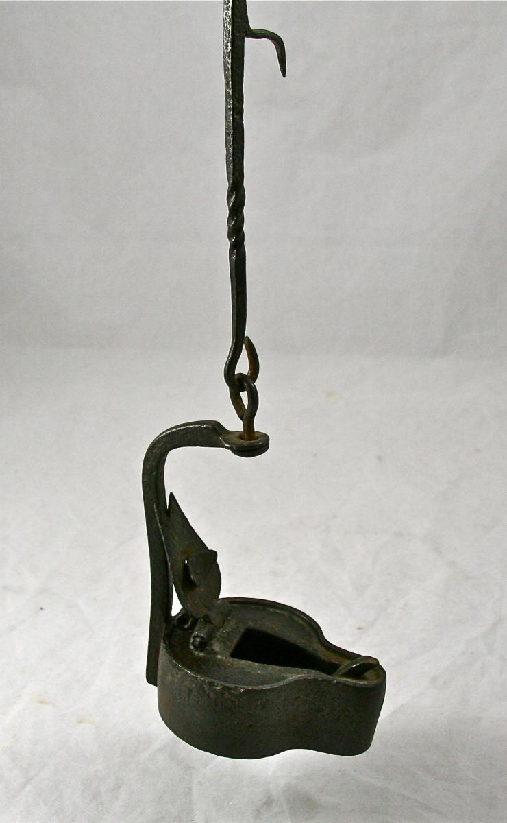 Oil Lamp Eighteenth Wrought Iron-photo-3