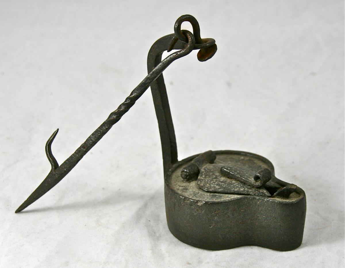 Oil Lamp Eighteenth Wrought Iron-photo-6