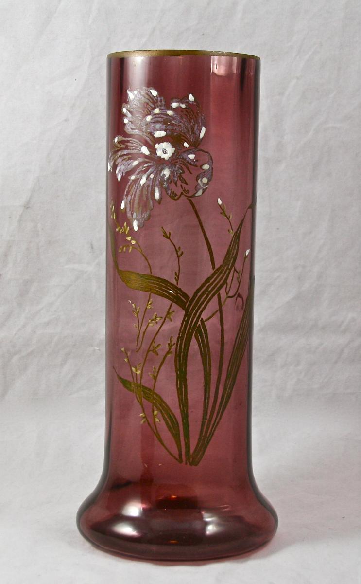 Paire De Vases 1900 En Verre émaillé-photo-3