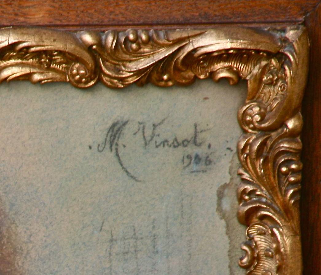 Pastel "portrait d'Une Jeune Fille Assise" Par M. Vinsot 1906-photo-2