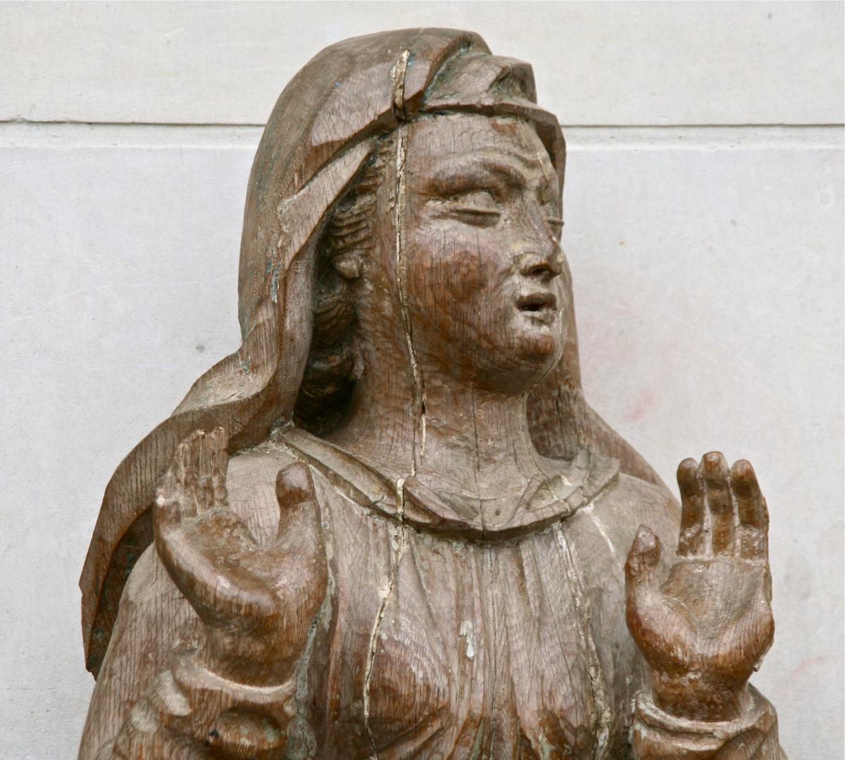 Grande Vierge En Chêne Sculptée Début XVIIIème 