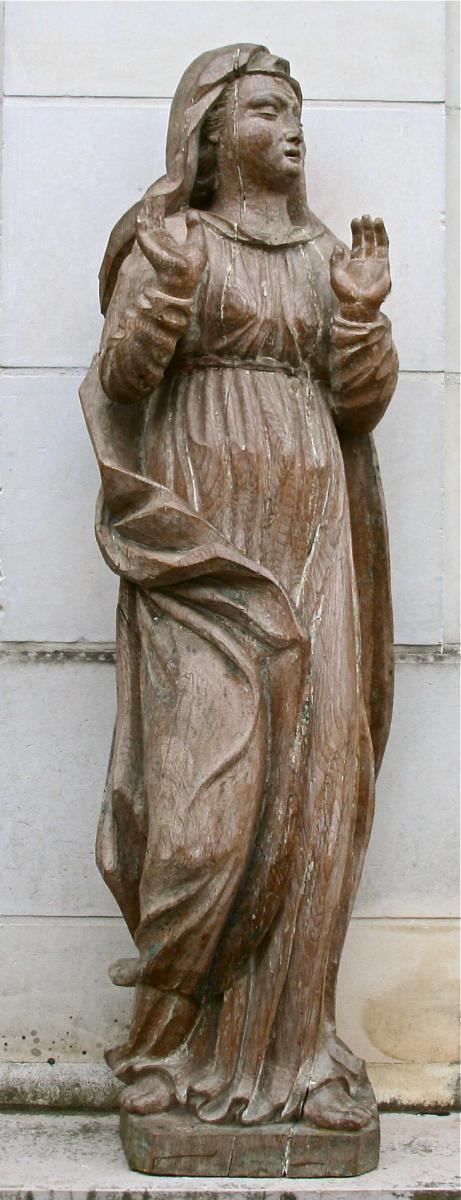 Grande Vierge En Chêne Sculptée Début XVIIIème -photo-2