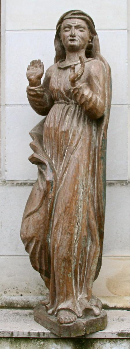 Grande Vierge En Chêne Sculptée Début XVIIIème -photo-2