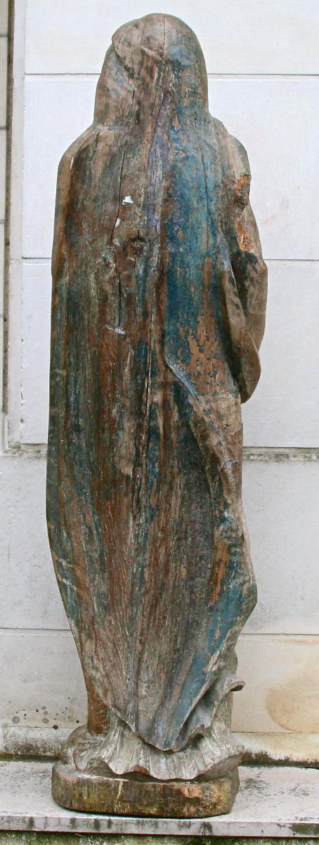 Grande Vierge En Chêne Sculptée Début XVIIIème -photo-4