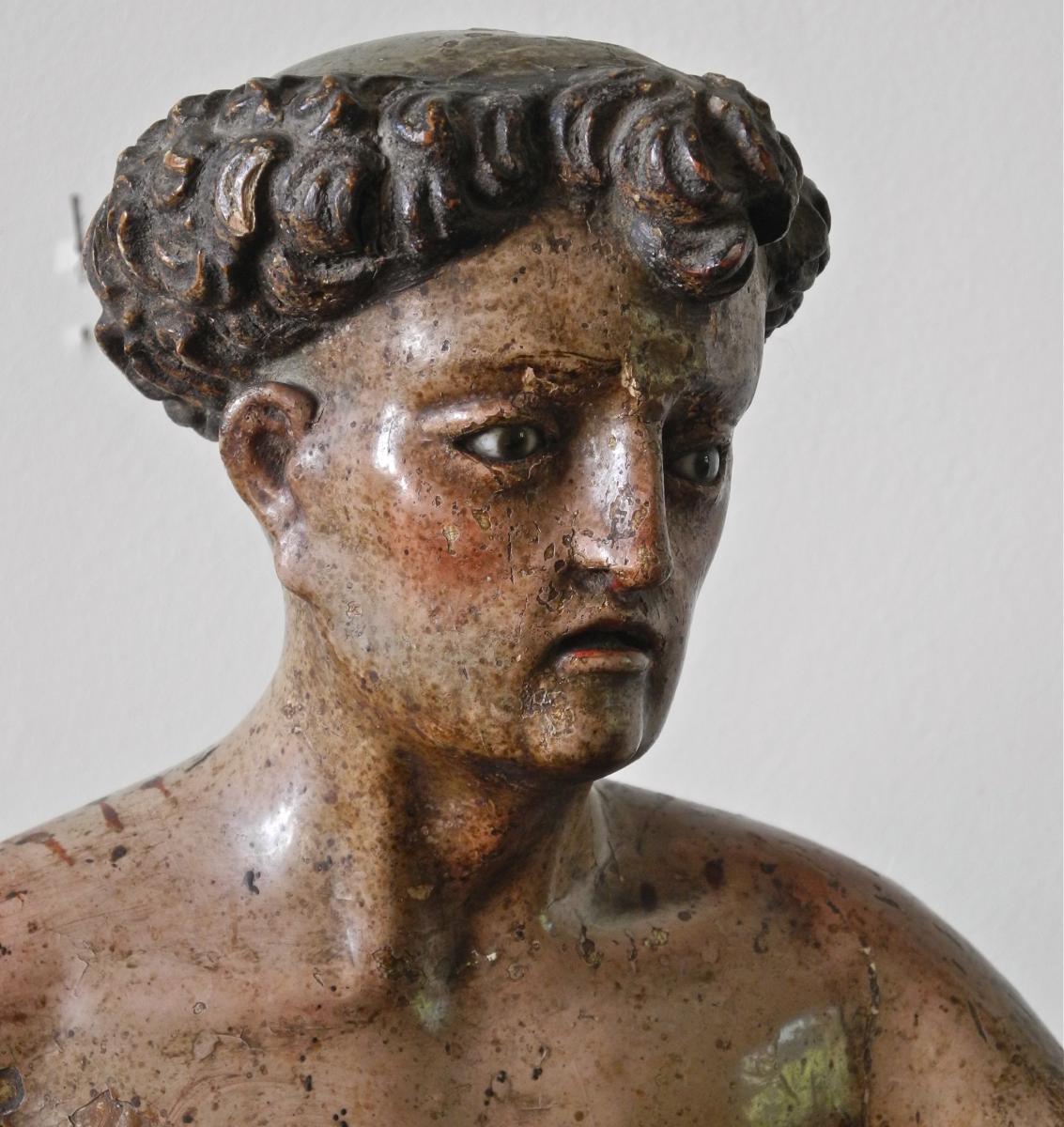 Sculpture Mexicaine XVIIème En Bois Polychrome
