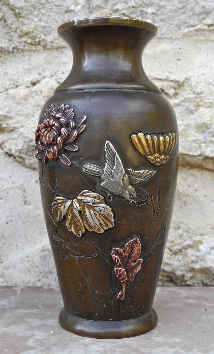 Paire De Vases Japon XIXème En Bronze-photo-2