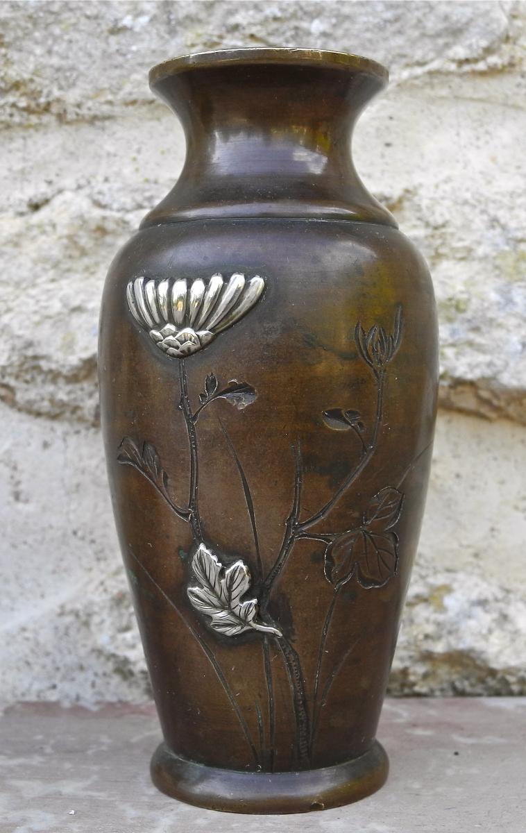 Paire De Vases Japon XIXème En Bronze-photo-3