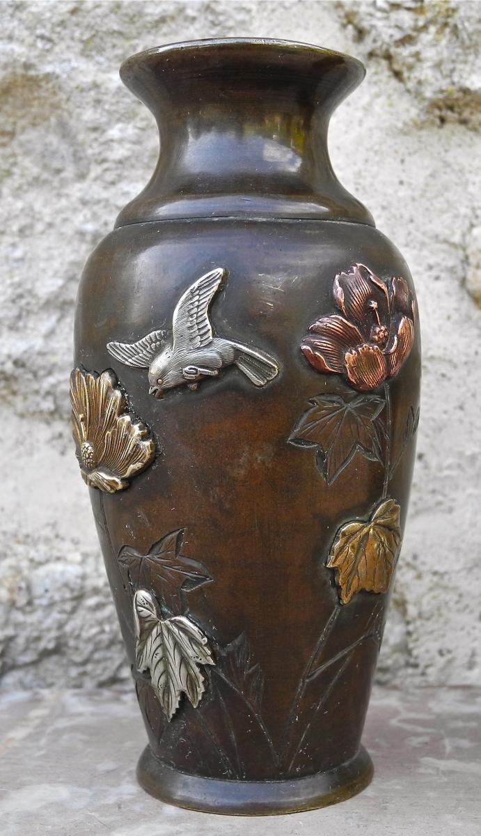 Paire De Vases Japon XIXème En Bronze-photo-4