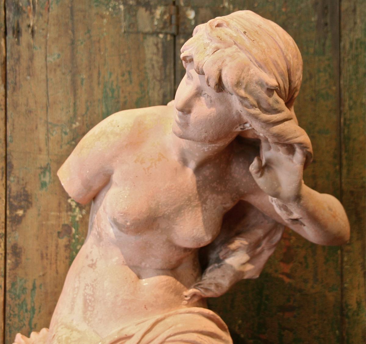 Terracotta Sculpture "listening" From Mathurin Moreau-photo-2