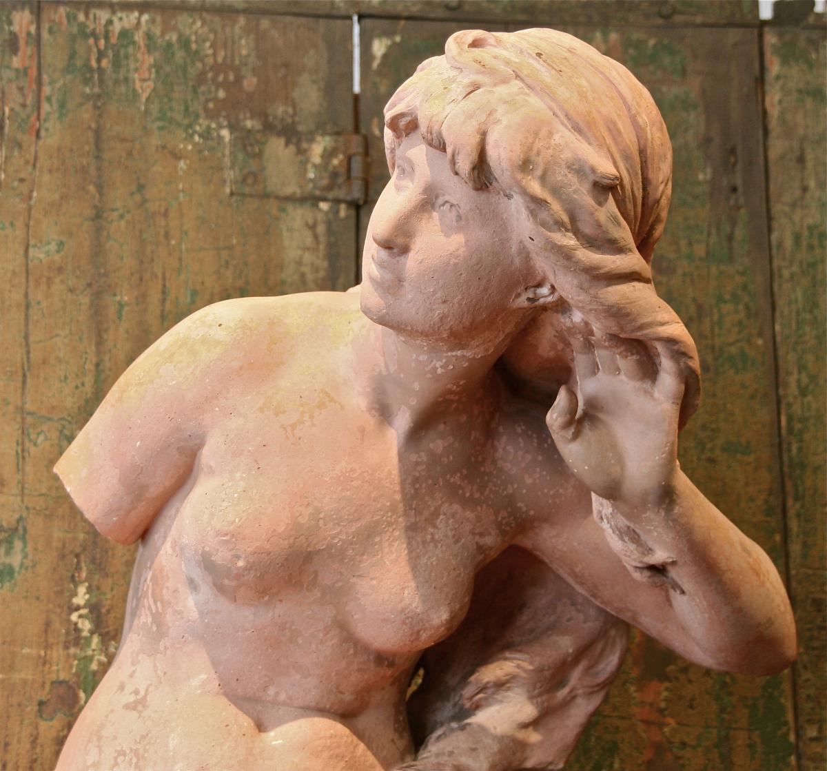 Terracotta Sculpture "listening" From Mathurin Moreau-photo-7