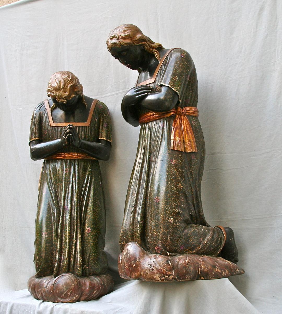 Pair Of Italian Polychrome Statues XVIII-photo-3