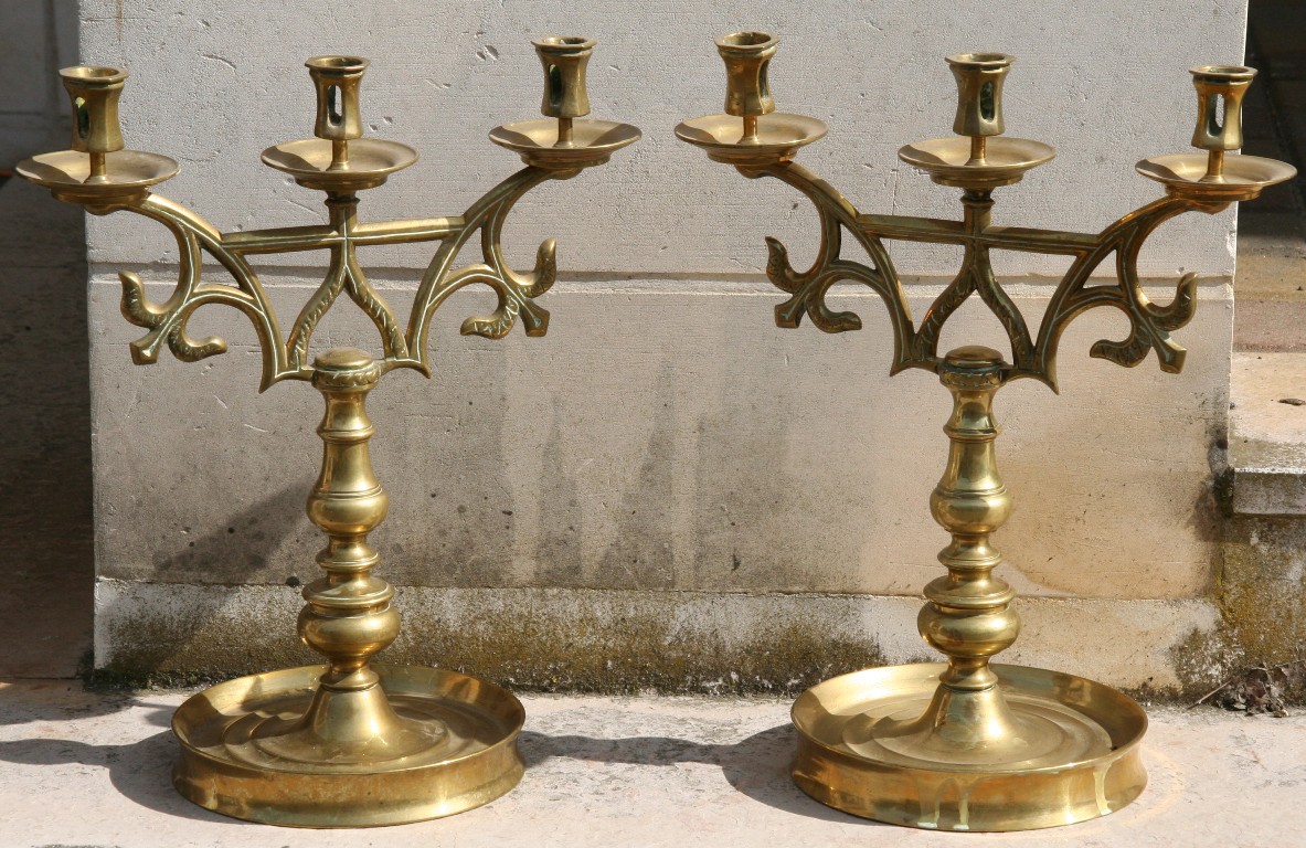 Pair Bronze Candlesticks