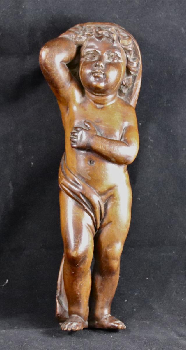 Pair Of Nineteenth Putti In Walnut-photo-2