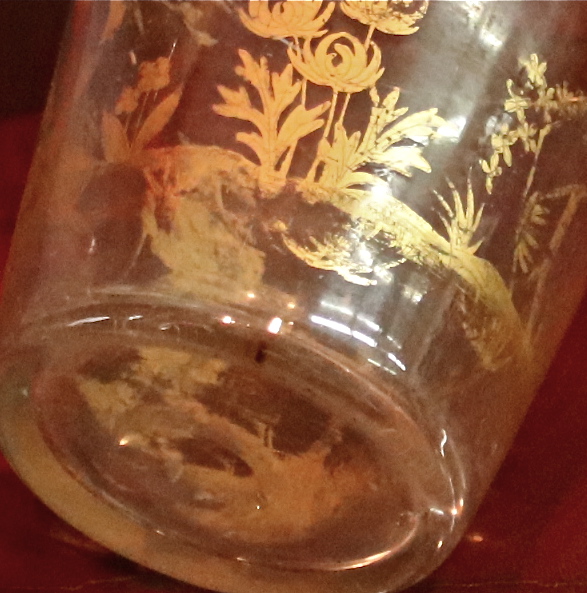 Vase Cache Pot Glass Nineteenth Decorated With Gold-photo-2