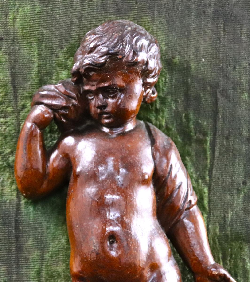 Putto XVIIIème En Bois Sculpté-photo-2