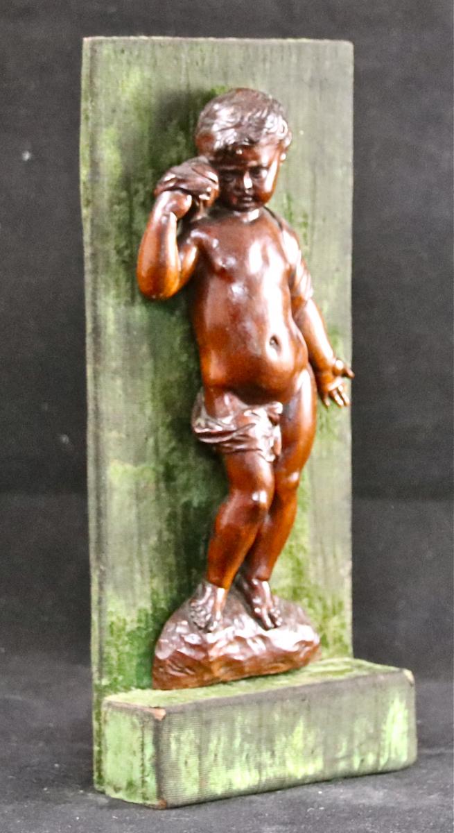 Putto XVIII&egrave;me En Bois Sculpt&eacute;-photo-3