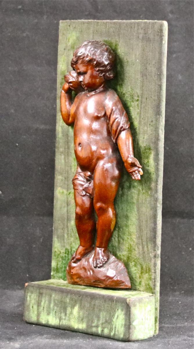 Putto XVIIIème En Bois Sculpté-photo-4