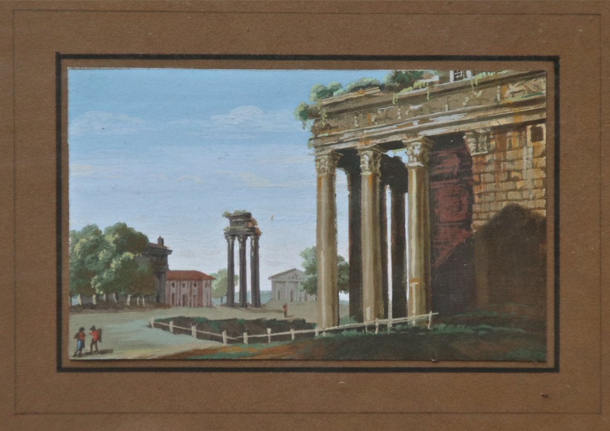 Gouache Nineteenth View Of Rome-photo-2